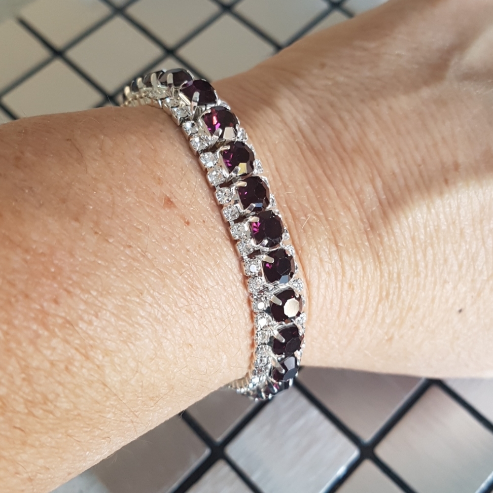Silver Bracelet AAA with Purple Zircon Austrian